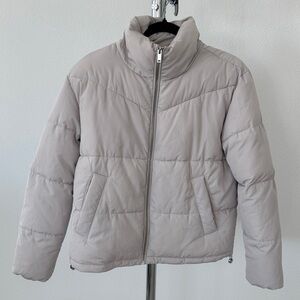 Three Dots Ladies' Puffer Jacket, Tan, Small - Preloved